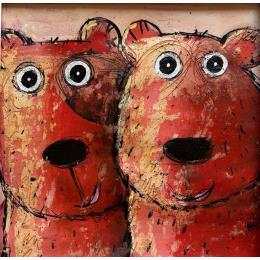 Painting Bears by Maury Hervé | Painting Raw art Acrylic, Ink, Sand Animals