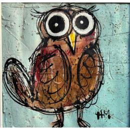 Painting Moineau (Sparrow) by Maury Hervé | Painting Raw art Animals