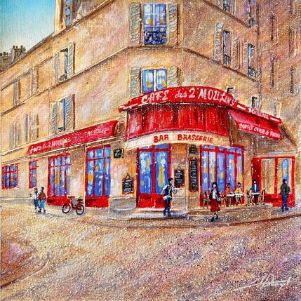Peinture Le Café des 2 Moulins  par Dessapt Alan | Tableau Impressionnisme Acrylique, Huile Urbain
