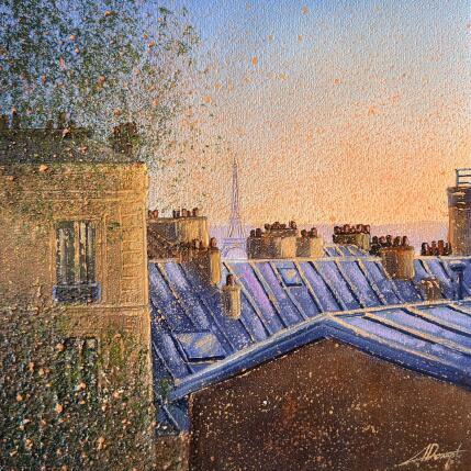 Peinture Les toits de Paris  par Dessapt Alan | Tableau Impressionnisme Acrylique, Huile Urbain