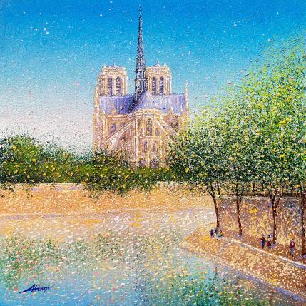 Peinture Les couleurs de Notre-Dame par Dessapt Alan | Tableau Impressionnisme Acrylique, Huile Urbain