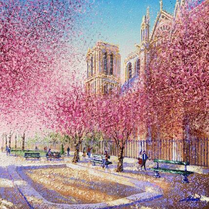 Peinture printemps à Notre-Dame par Dessapt Alan | Tableau Impressionnisme Acrylique, Huile Urbain