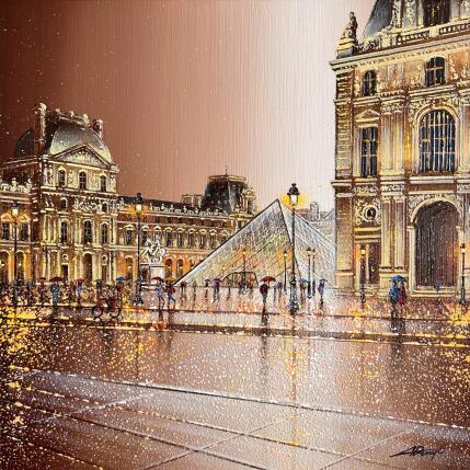Peinture Sous la pluie dorée par Dessapt Alan | Tableau Impressionnisme Acrylique, Huile Urbain