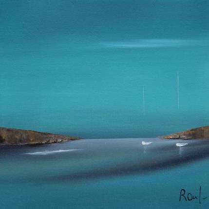 Gemälde Instant de quiétude 73 von Roussel Marie-Ange et Fanny | Gemälde Figurativ Öl Marine, Minimalistisch