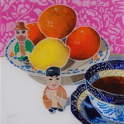 Peinture Le thé au citron les avait réconfortés par Auriol Philippe | Tableau Figuratif Acrylique, Plexiglas, Posca Natures mortes