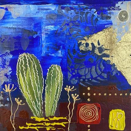 Painting Cactus III by Romanelli Karine | Painting Figurative Acrylic, Paper, Pastel, Posca Landscapes, Nature