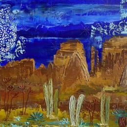 Painting Sunset  by Romanelli Karine | Painting Figurative Acrylic, Pastel, Posca Landscapes, Nature