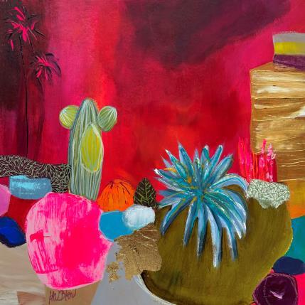 Painting Le théâtre des cactées  by Lau Blou | Painting Abstract Acrylic, Cardboard, Gluing Landscapes