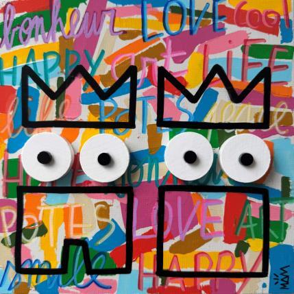 Painting BONHEUR & LOVE by Mam | Painting Pop-art Acrylic Pop icons