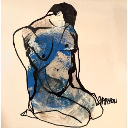 Peinture Bleu horizon par Chaperon Martine | Tableau Figuratif Acrylique Nu