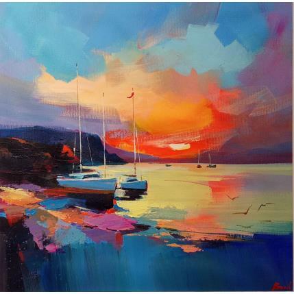 Peinture Boats under a quiet sky par Bond Tetiana | Tableau Figuratif Huile