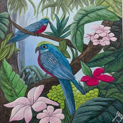Peinture Tropical par Geiry | Tableau Matiérisme Résine Animaux, Paysages
