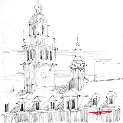 Peinture Histoire d’architecture de Lille  par Bailly Kévin  | Tableau Figuratif Aquarelle, Encre Architecture, Urbain