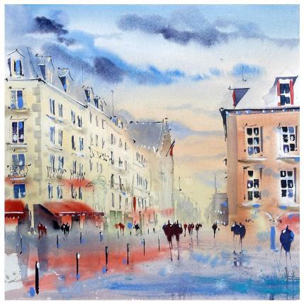 Peinture Promenade sur la Grand Place de Lille  par Bailly Kévin  | Tableau Figuratif Aquarelle, Encre Architecture, Urbain