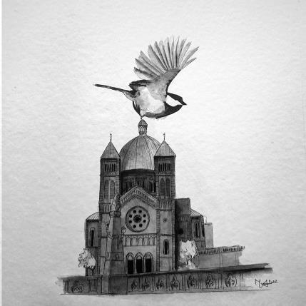 Peinture St-Pierre - Strasbourg par Mü | Tableau Figuratif Encre Architecture, Noir & blanc, Urbain