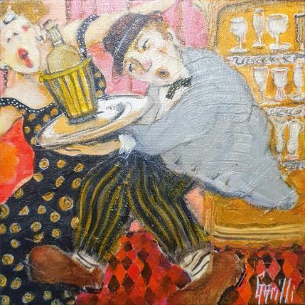 Peinture Champagne for Madame ! par Garilli Nicole | Tableau Figuratif Acrylique Scènes de vie