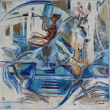 Peinture Danse au son du Pan par Machi | Tableau Figuratif Huile