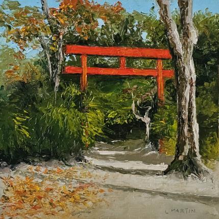 Peinture Rueil, Torii au parc de l'amitié par Martin Laurent | Tableau Figuratif Huile Architecture, Nature, Société