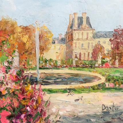 Peinture La fontaine du parc, jardin de Luxembourg  par Dontu Grigore | Tableau Figuratif Huile Urbain