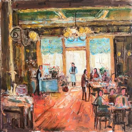 Peinture L'intérieur du vieux café à Paris  par Dontu Grigore | Tableau Figuratif Huile Urbain