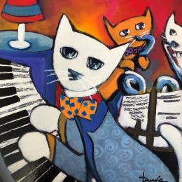 Painting C'est la joie  by Fauve | Painting Figurative Acrylic Animals