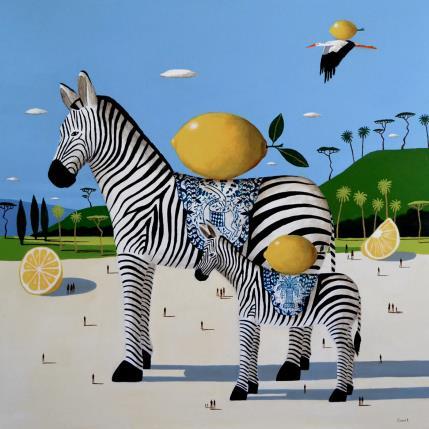 Peinture Citrons par Lionnet Pascal | Tableau Surréalisme Acrylique Animaux, Natures mortes, Paysages