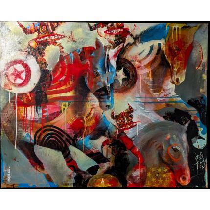 Peinture Cavalerie étoilée par Doudoudidon | Tableau Art Singulier Acrylique Animaux, Sport