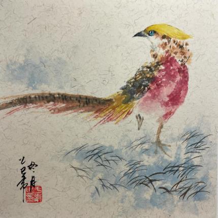Painting Golden Pheasant by Yu Huan Huan | Painting Figurative Ink, Watercolor Animals, Pop icons