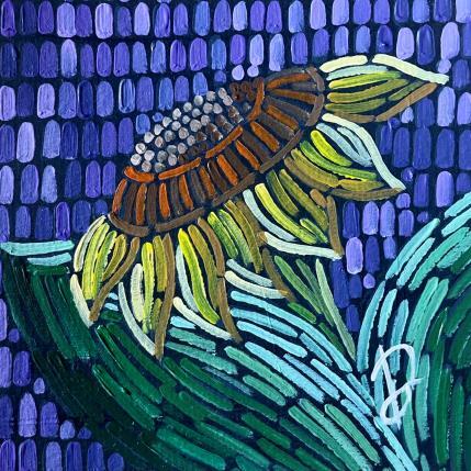 Peinture Tournesol sur violet par Dmitrieva Daria | Tableau Impressionnisme Acrylique Nature