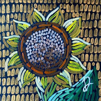 Peinture Tournesol sur fond or par Dmitrieva Daria | Tableau Impressionnisme Acrylique Nature