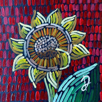 Gemälde Tournesol sur rouge von Dmitrieva Daria | Gemälde Impressionismus Acryl Natur