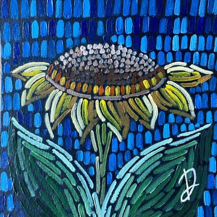 Peinture Tournesol sur bleu par Dmitrieva Daria | Tableau Impressionnisme Acrylique Nature