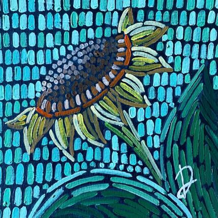 Peinture Tournesol sur turquoise  par Dmitrieva Daria | Tableau Impressionnisme Acrylique Nature