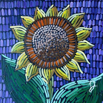 Peinture Tournesol sur violet par Dmitrieva Daria | Tableau Impressionnisme Acrylique Nature