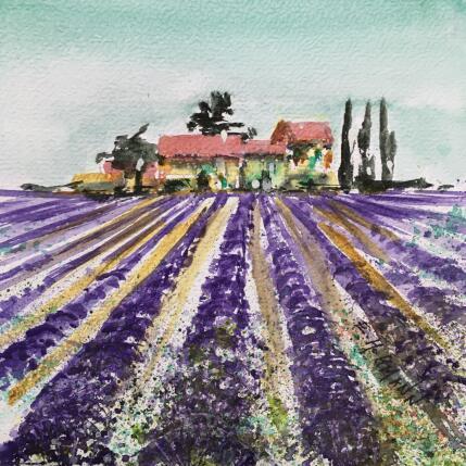 Peinture Le Mas au trois cyprès  par Hoffmann Elisabeth | Tableau Figuratif Aquarelle