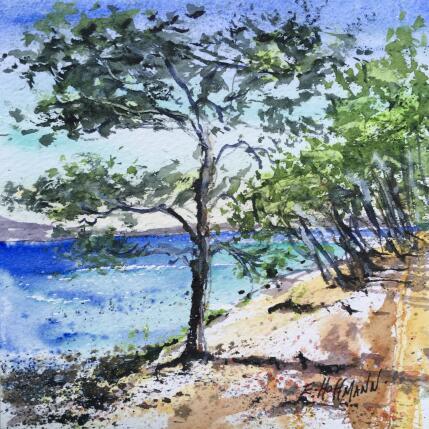 Painting Le sentier du littoral  by Hoffmann Elisabeth | Painting Figurative Watercolor Marine, Nature