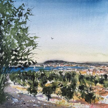 Peinture Toulon Le mont Faron par Hoffmann Elisabeth | Tableau Figuratif Aquarelle Nature, Paysages, Urbain