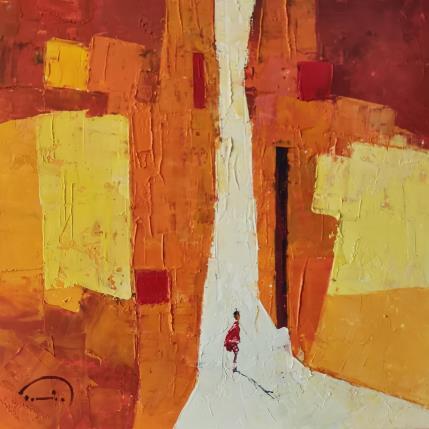 Peinture El carrer de la carabassa par Tomàs | Tableau Abstrait Huile Scènes de vie, Société, Urbain