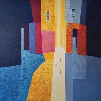 Peinture Une journée d'été par Tomàs | Tableau Abstrait Huile Scènes de vie, Société, Urbain