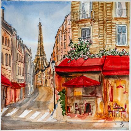 Peinture En terrasse à Paris par Sorokopud Angelina | Tableau