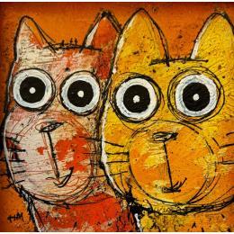 Painting Orange et jaune by Maury Hervé | Painting Raw art Acrylic, Ink, Paper, Pigments, Sand Animals