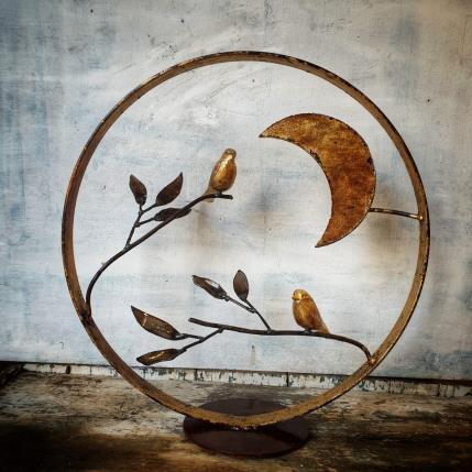 Sculpture Oiseau au croissant de lune par Eres Nicolas | Sculpture Figuratif Métal Animaux