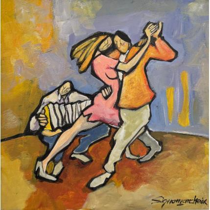 Peinture Tango de rue par Signamarcheix Bernard | Tableau Art naïf Acrylique, Encre, Pastel