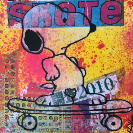 Peinture Snoopy skate par Kikayou | Tableau Pop-art Acrylique, Collage, Graffiti Icones Pop