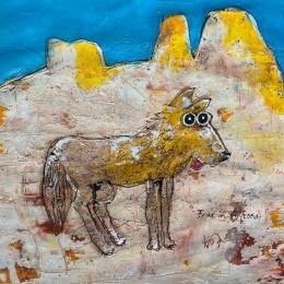 Painting Coyotes in the Canyon of Sedona by Maury Hervé | Painting Raw art Animals