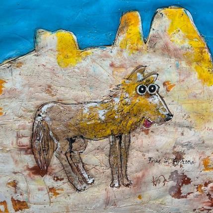 Peinture Coyotes in the Canyon of Sedona par Maury Hervé | Tableau Art Singulier Animaux