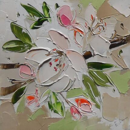 Peinture Apple Tree Blossom par Lunetskaya Elena | Tableau Figuratif Huile Minimaliste, Nature, Paysages