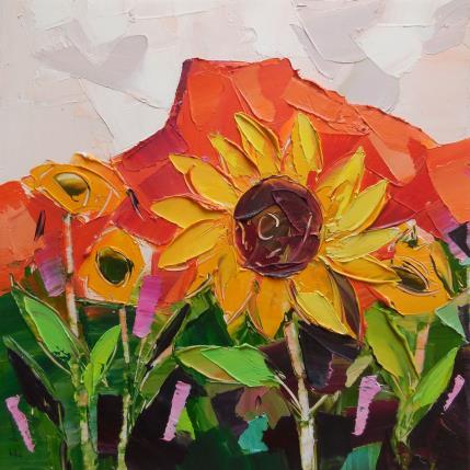 Peinture Sunflowers par Lunetskaya Elena | Tableau Impressionnisme Huile Minimaliste, Nature, Paysages