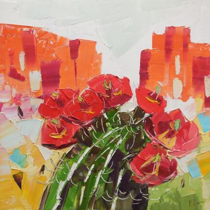 Peinture Desert bloom par Lunetskaya Elena | Tableau Figuratif Huile Minimaliste, Nature, Paysages