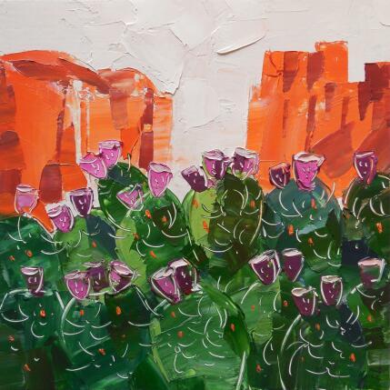 Peinture Prickly pear with fruits par Lunetskaya Elena | Tableau Figuratif Huile Minimaliste, Nature, Paysages